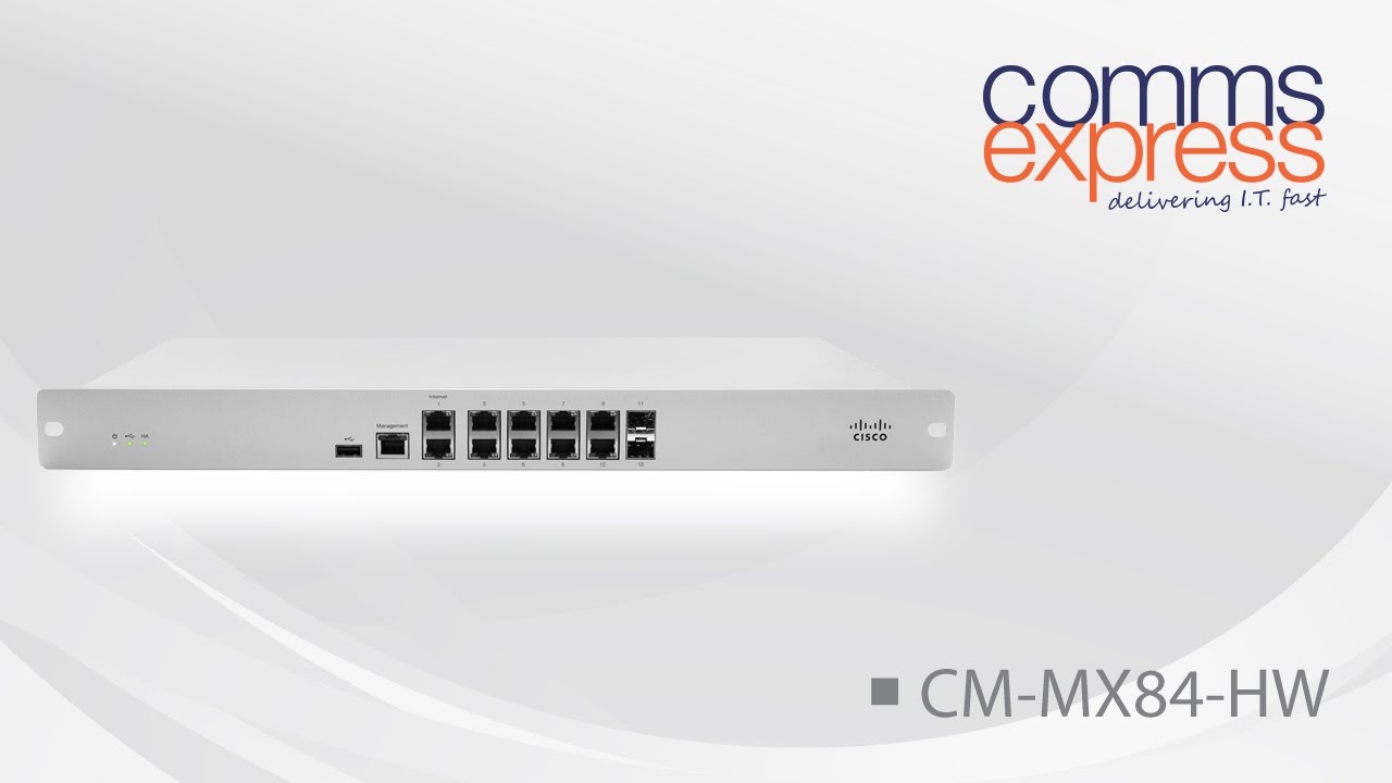 Cisco Meraki MX84-HW Cloud Managed Security Appliances - YouTube