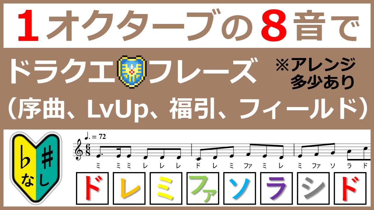 1オクターブで弾ける⑥】ドラクエBGM (序曲・レベルアップ・福引・広野