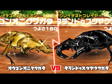 甲虫王者ムシキング - 1 VS 1 対決 - オウゴンオニクワガタ VS