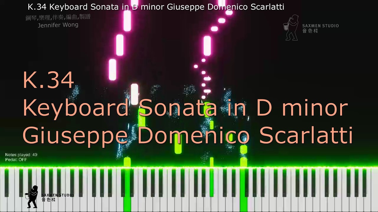 K.34 Keyboard Sonata in D minor Giuseppe Domenico Scarlatti - YouTube