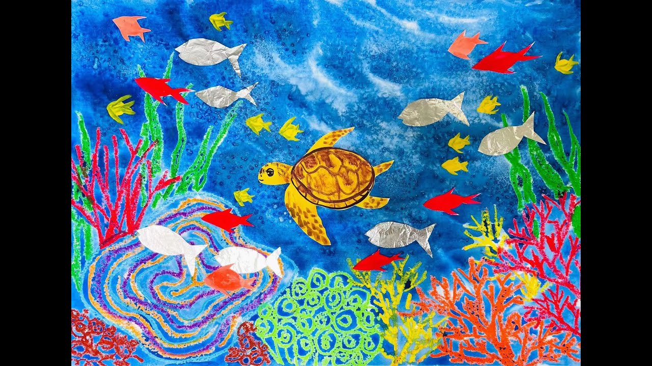 Draw a colorful underwater world using easy, fun, and interesting