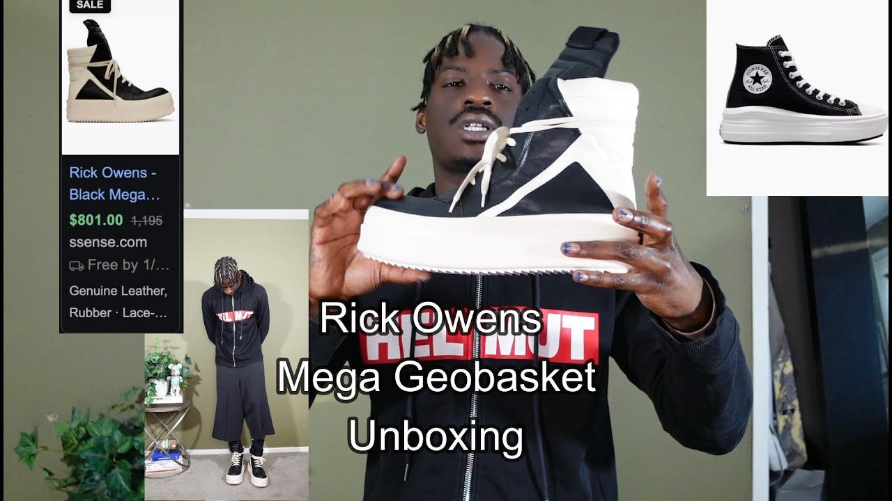 Rick Owens Black Mega Bumper Geobasket Sneakers Men Unboxing | Try