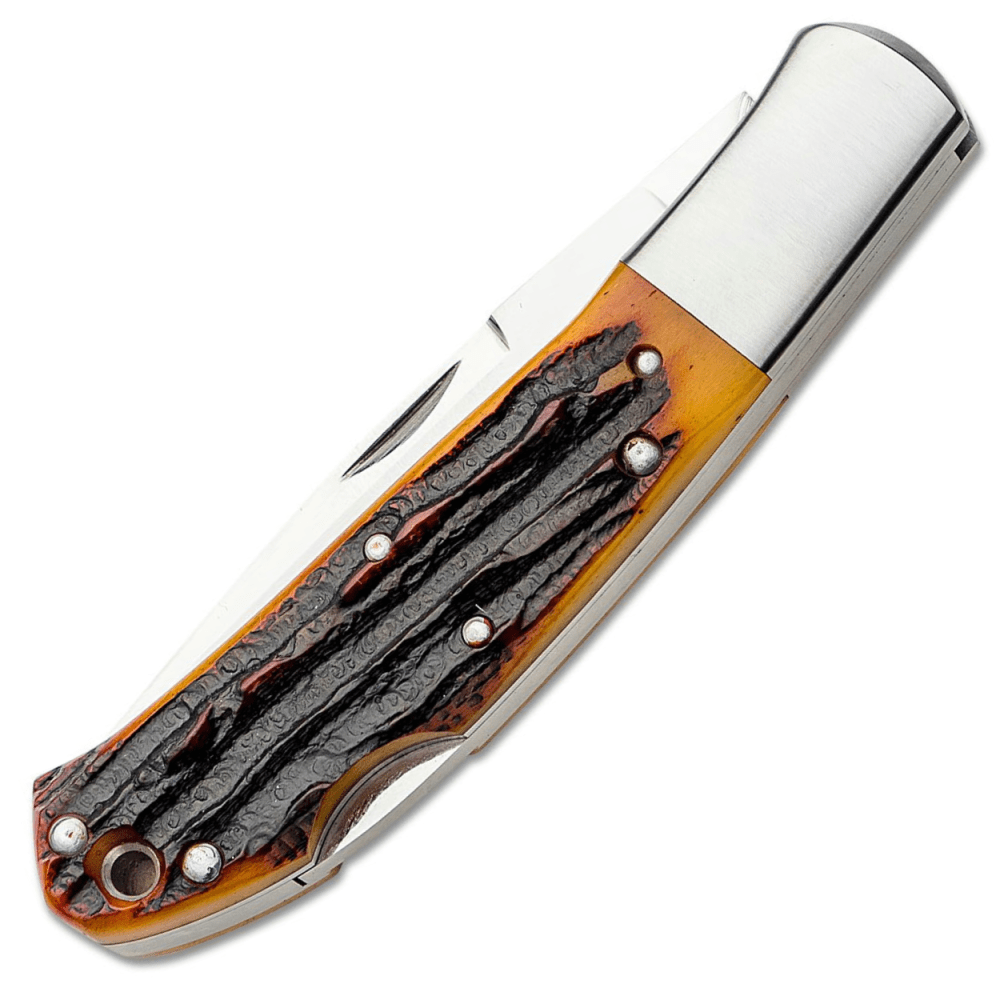 Moki Kronos Lockback Folder - VG-10 Polished Blade - Jig Stag Bone