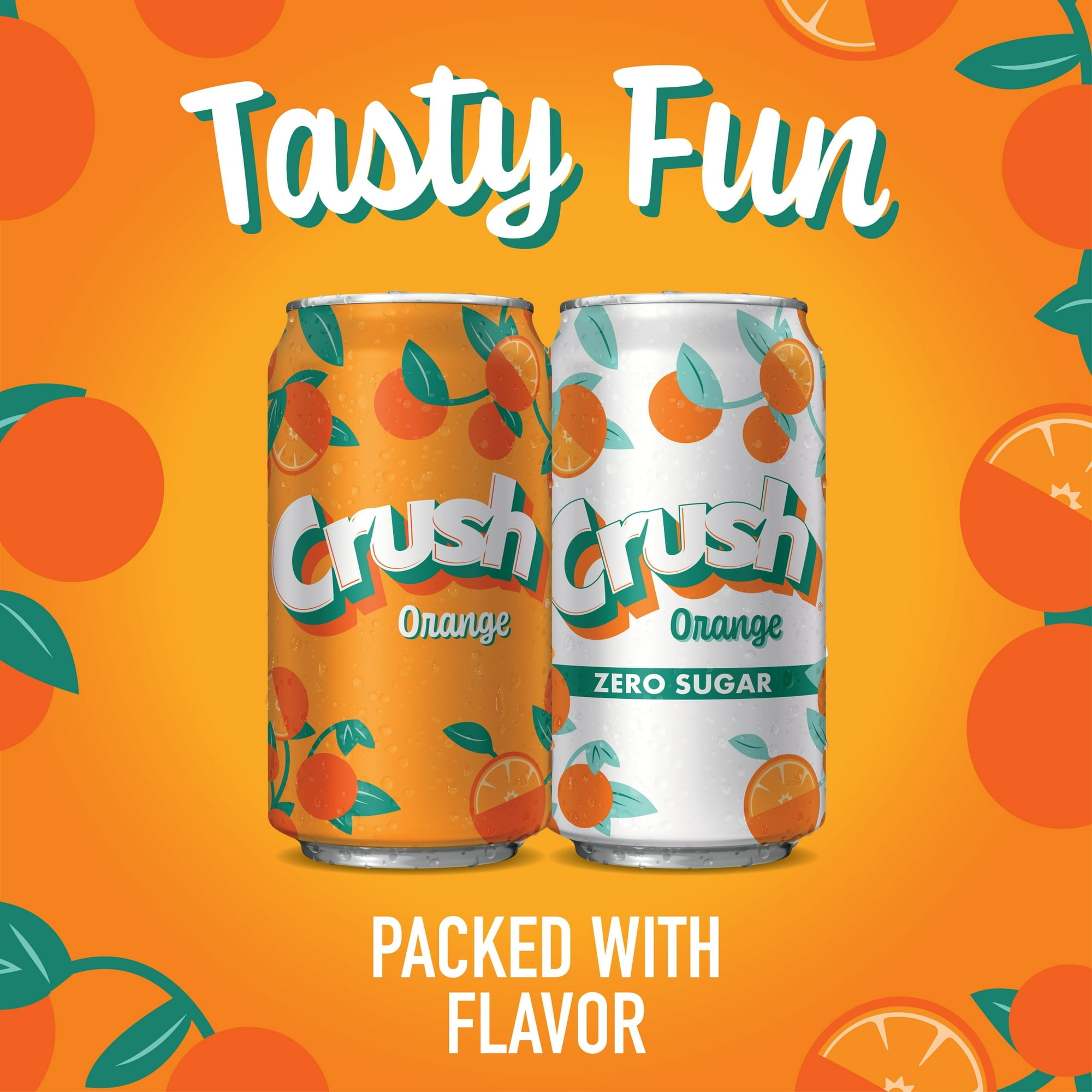 Crush Caffeine Free Zero Sugar Orange Soda Pop, 12 fl oz, 12 Pack