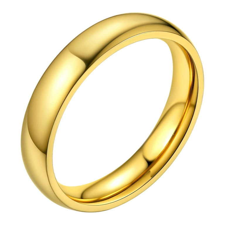 Bestyle 4mm Stainless Steel Band Rings for Men Women, 18K Gold