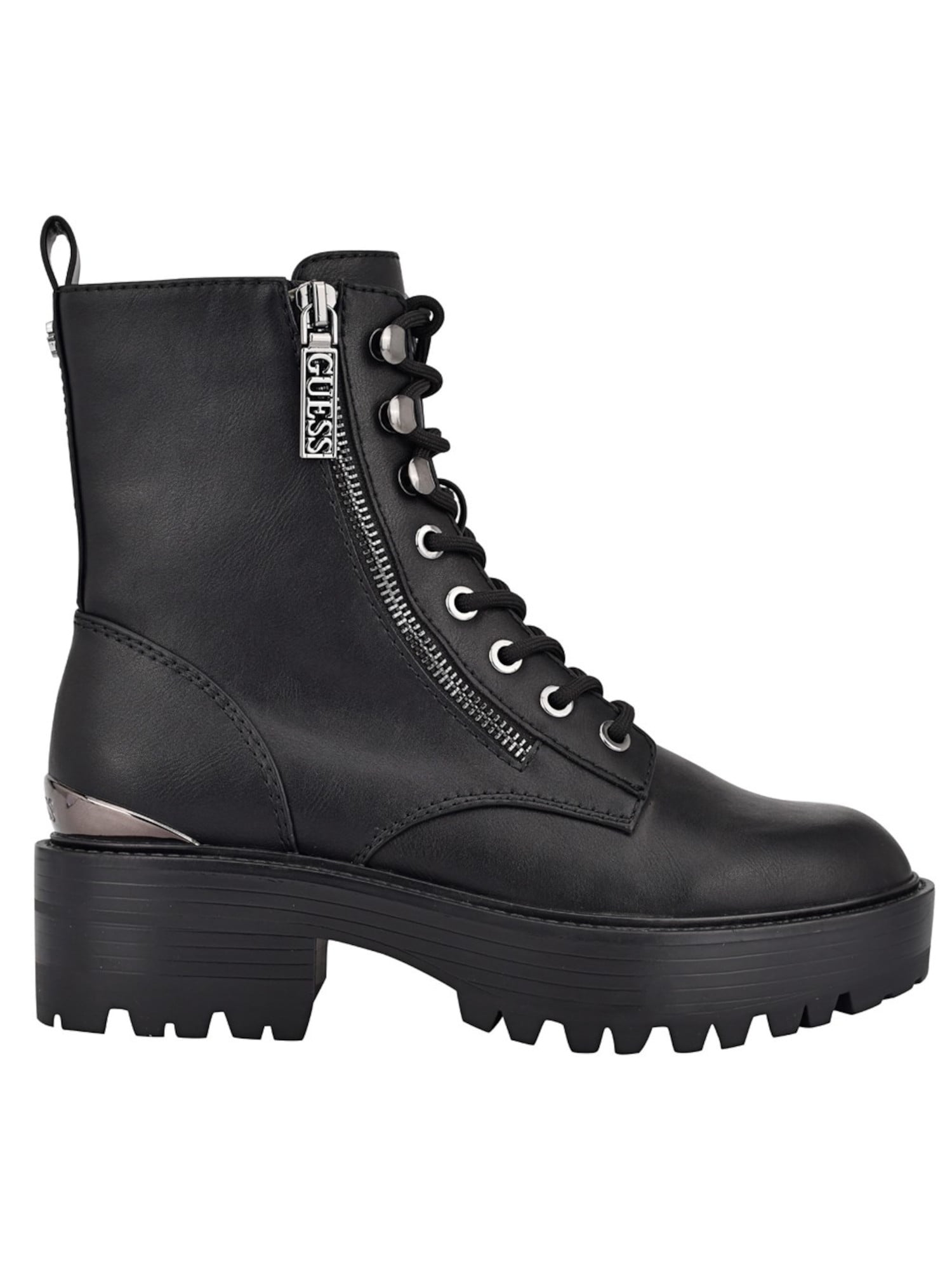 GUESS - Brandclub - Womens Black Printed Zipper Lug Sole Ferina