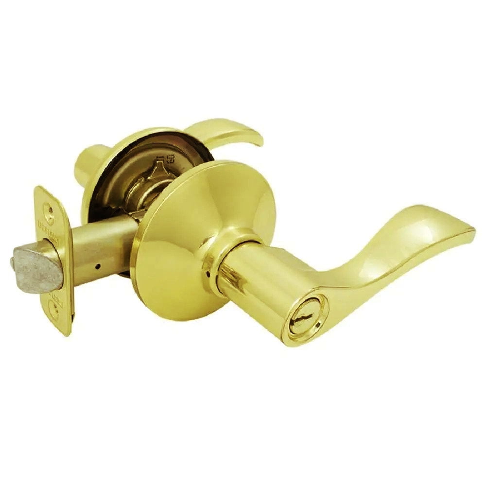 Golden Entry Door Lock, Privacy Lever Handle, Reversible for Right