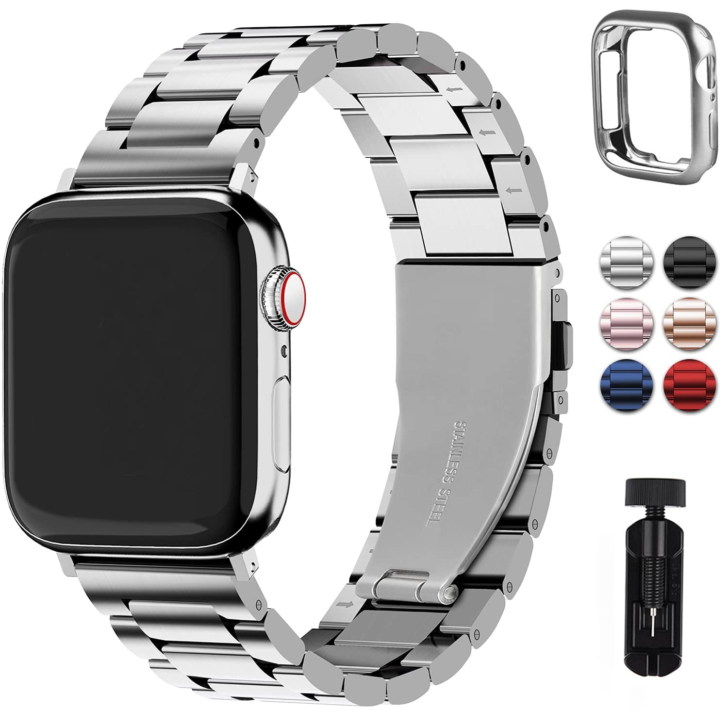 LGSY Stainless Steel Wristband with Case for Apple Watch Series 7