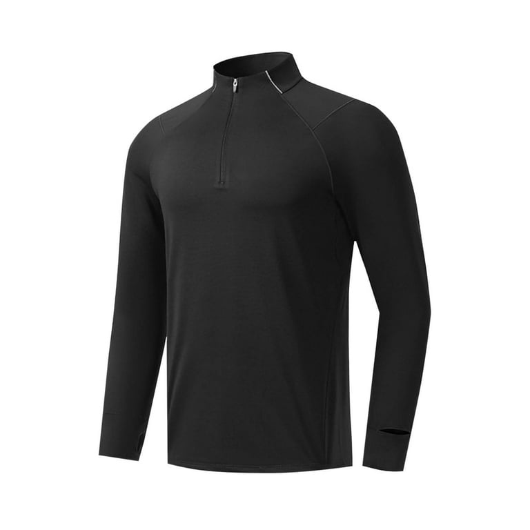 Men Long Sleeve Mock Neck Shirs with Thumb Holes, Lightweight