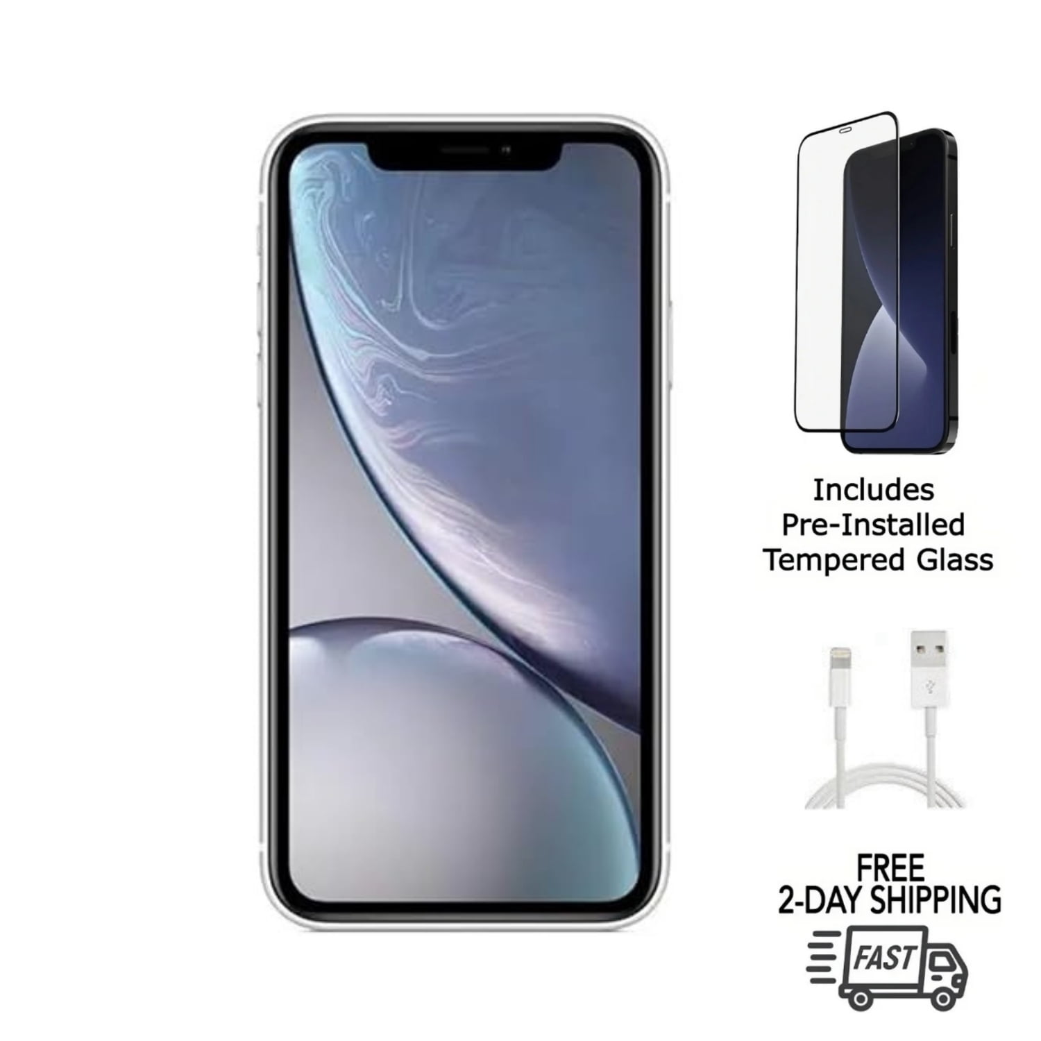 Restored Apple iPhone XR (Unlocked) 64GB White (A1984) Bundle with