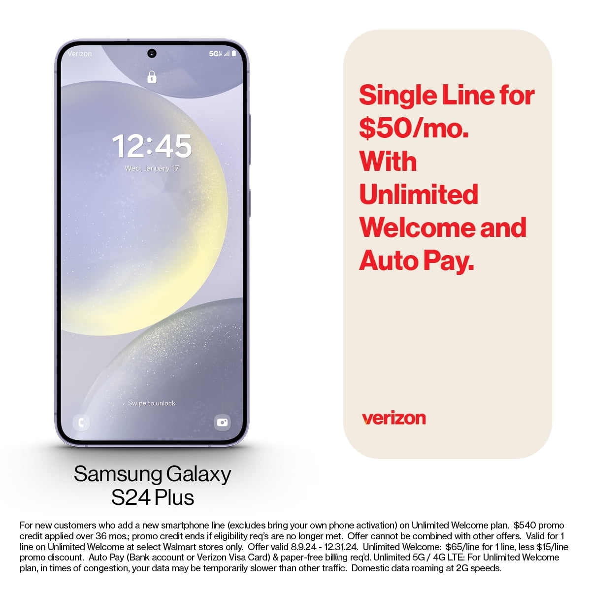 Verizon Samsung Galaxy S24 Plus Black 256GB - Walmart.com