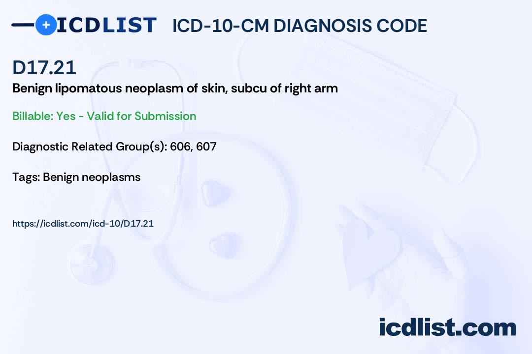 ICD-10-CM Diagnosis Code D17.21 - Benign lipomatous neoplasm of