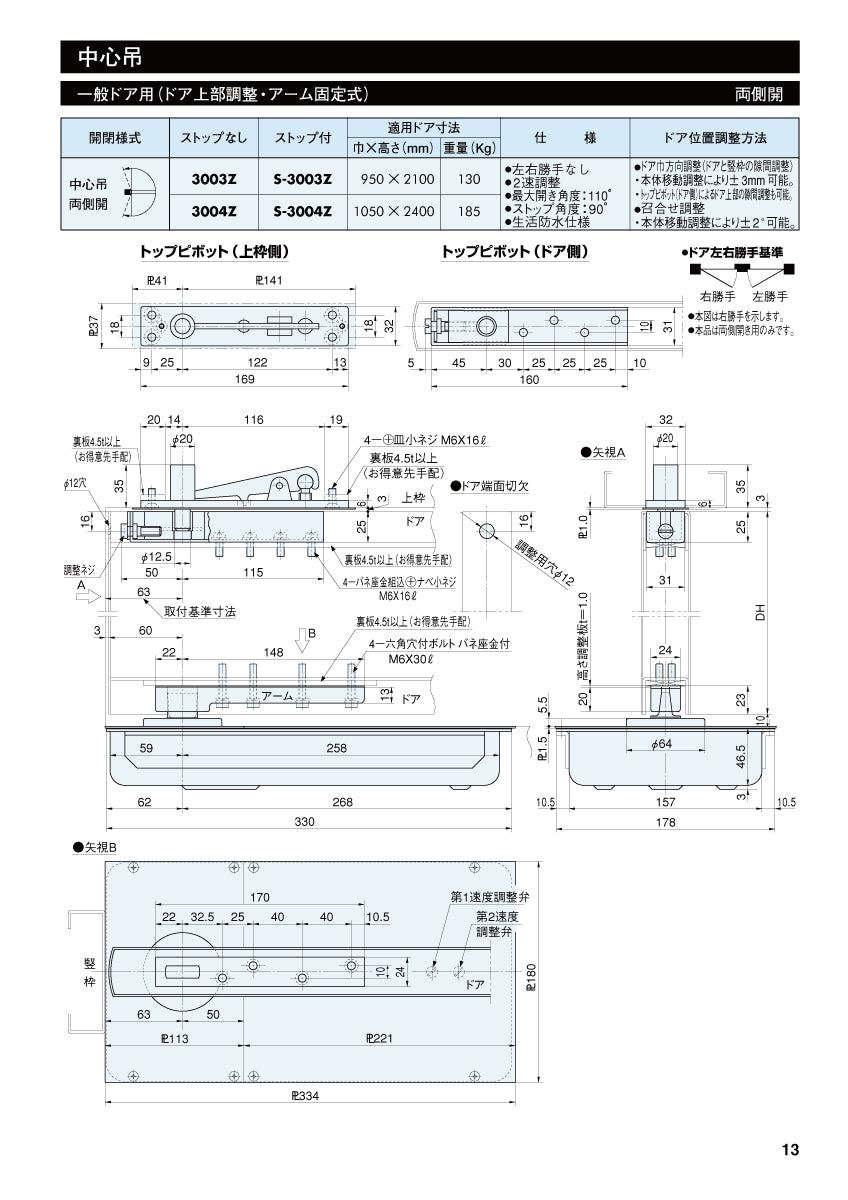 3003Z ❘ 一般ドア用 フロアヒンジ ❘ リョービ（RYOBI） – イブニーズ