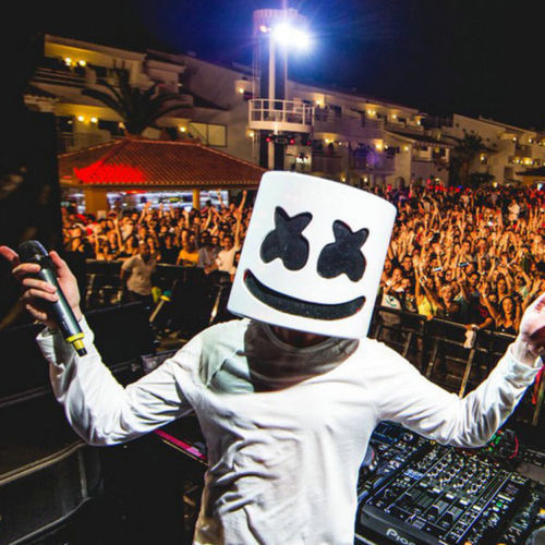 LED MarshMello DJマスクフルヘッドヘルメットコスプレマシュマロ