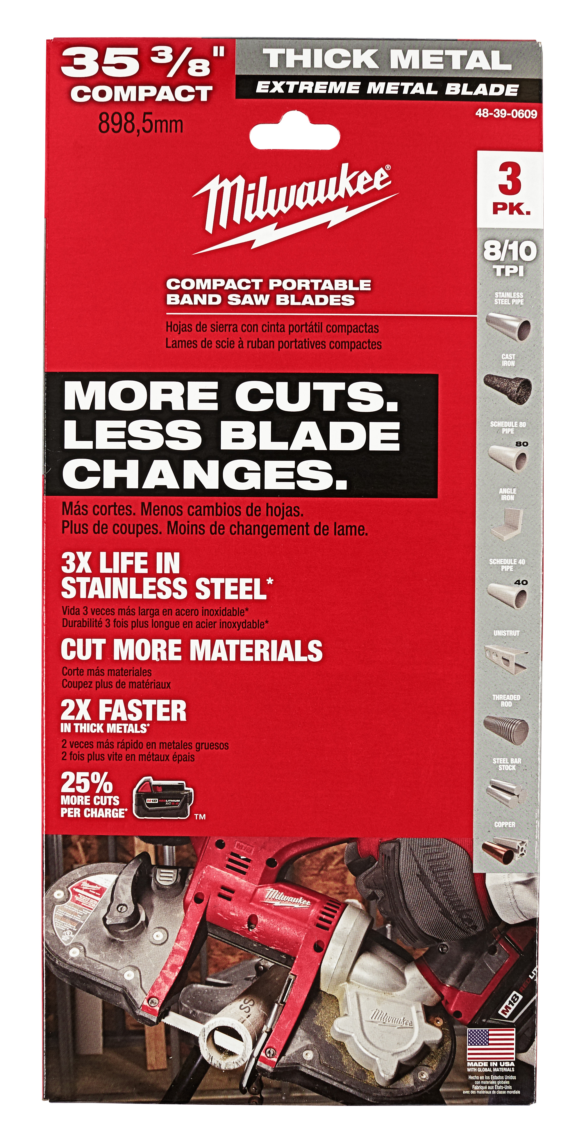 Milwaukee 48-39-0609 Extreme Metal Bandsaw Blade, 35-3/8