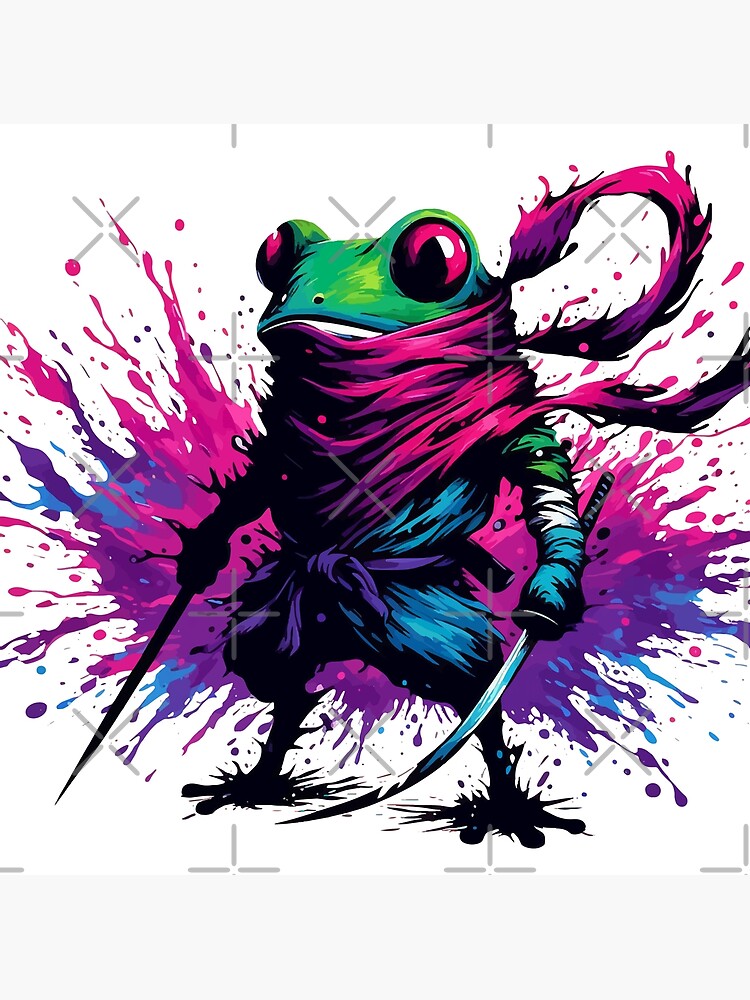 Cool Japanese Ninja Samurai Frog Ink Splash Art