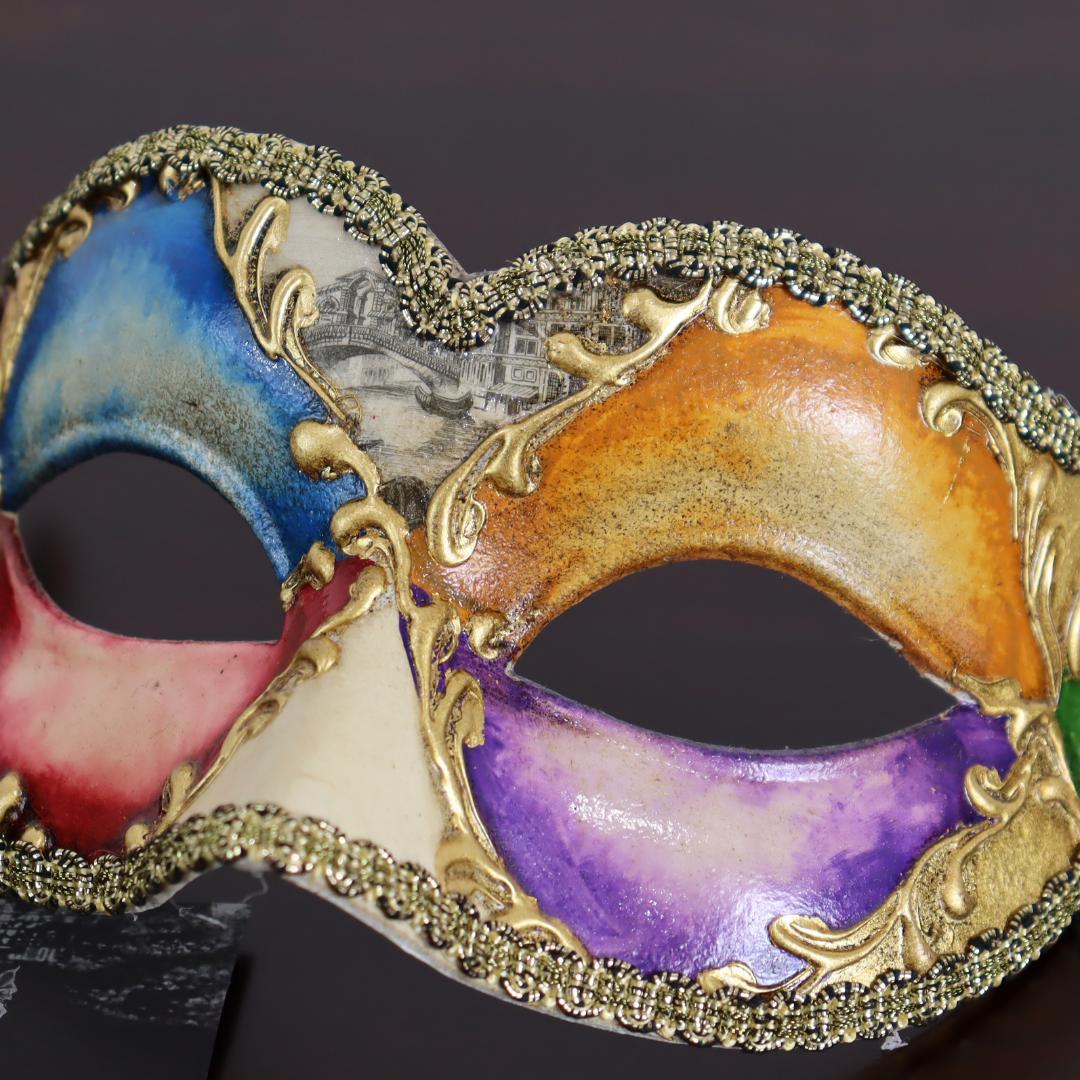 ベネチアンマスク カーニバルマスク 仮面 ハーフ ゴールド レインボー