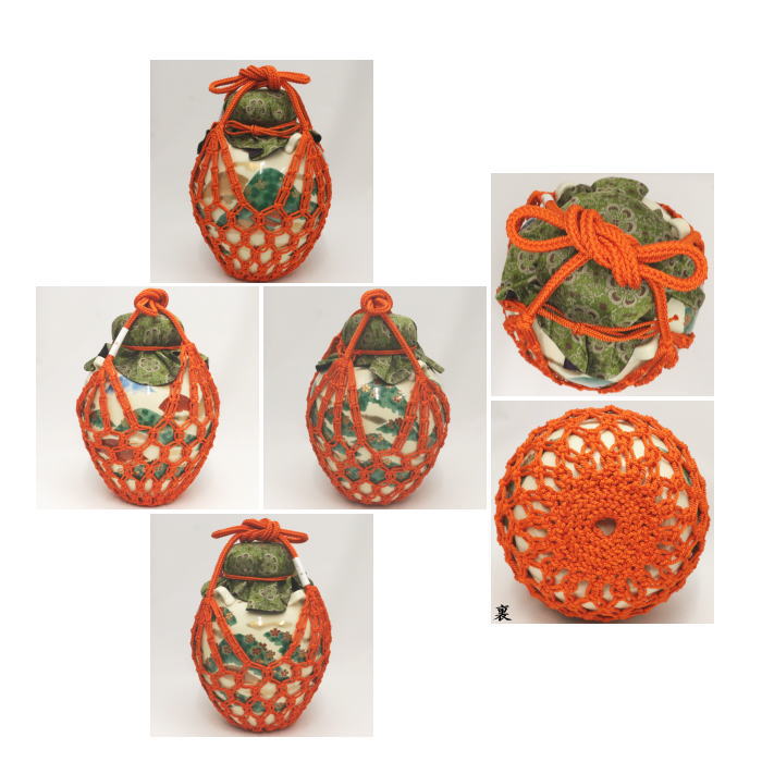 茶器/茶道具 飾茶壺（飾壺）】 仁清写し 吉野山 菁宝窯 （口覆仕服・網