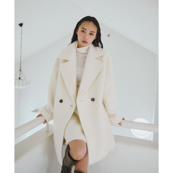 シャギー・ツィード素材バリエーションミドル丈コート | ジル バイ