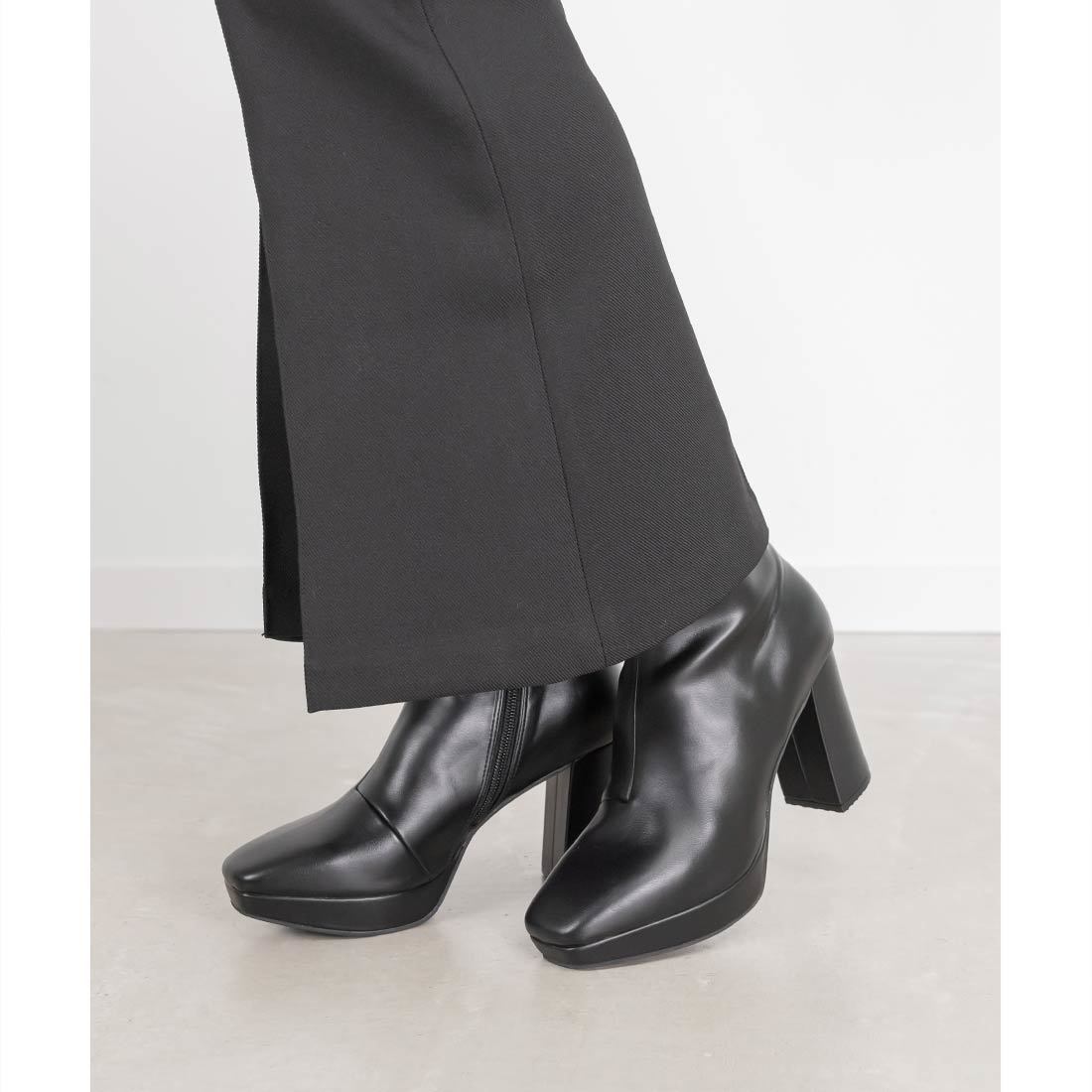 22.5-25.5】ストレッチ チャンキーヒールショートブーツ | ランダ