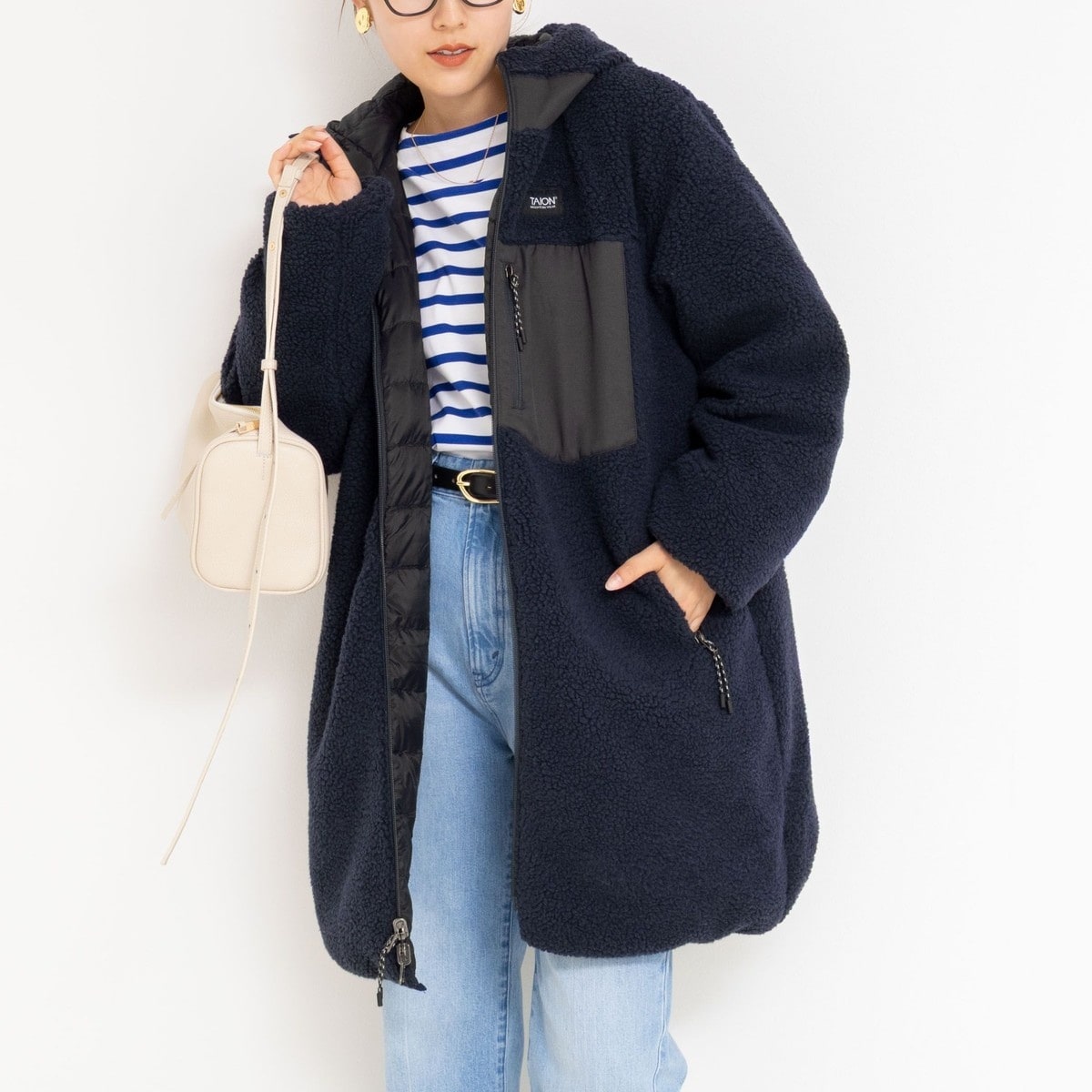 ◇【WEB限定】【TAION/タイオン】別注ボア×ダウンフードコート