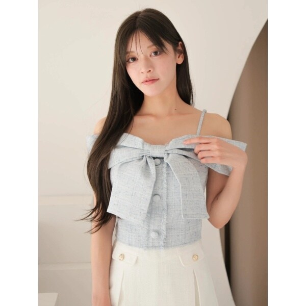 ツイードリボンオフショルトップス | リップサービス(LIPSERVICE