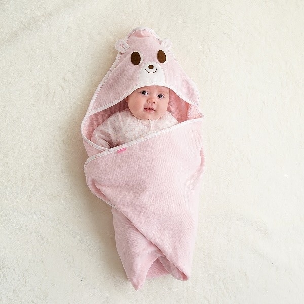 ベビーバスタオル（新生児 / 日本製 アフガン・おくるみ / フード付き