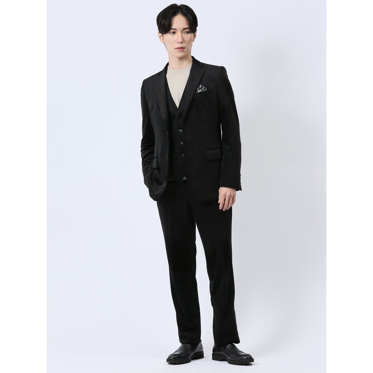 ベルベット調】レノマ オム 2ボタン3ピース ビジネスセットアップ