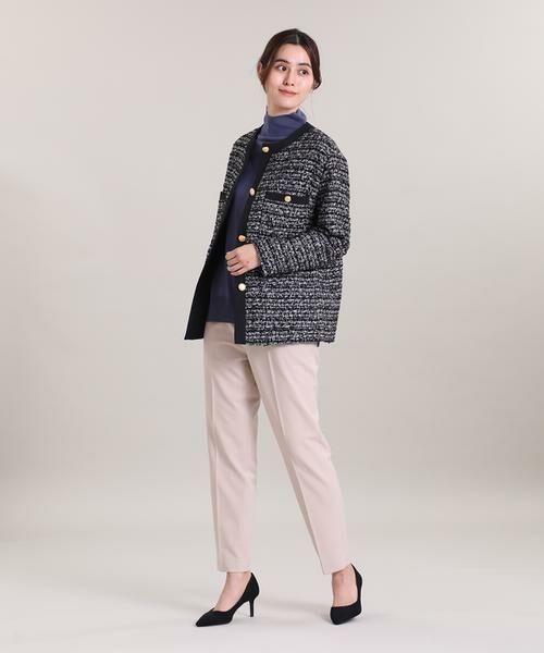 セール】 《大きいサイズ》ファンシーツイードジャケット （ノーカラー