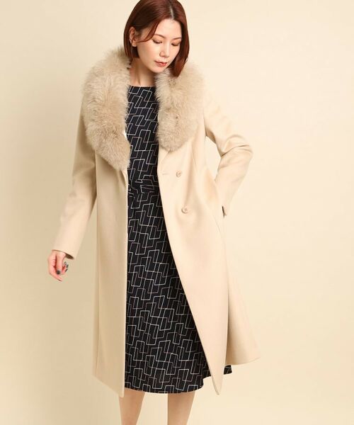 日本製/エレガント】フォックスファー付きチェスターコート （その他