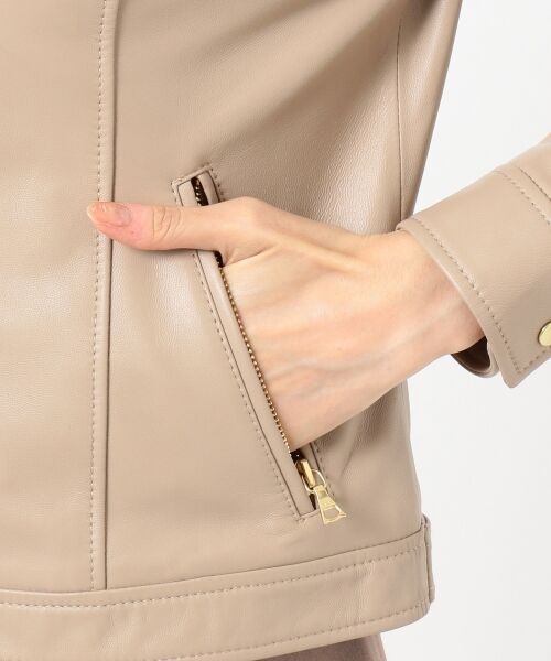 セール】 【本革】ノーカラーラムレザー ジャケット （ノーカラー