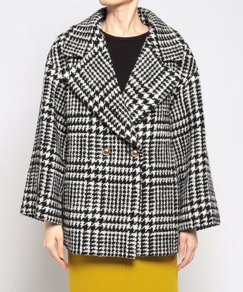 セール】 グレンチェックミドル丈コート （その他アウター