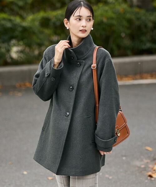 セール】 スタンドカラーミディコート （ステンカラーコート）｜a.v.v