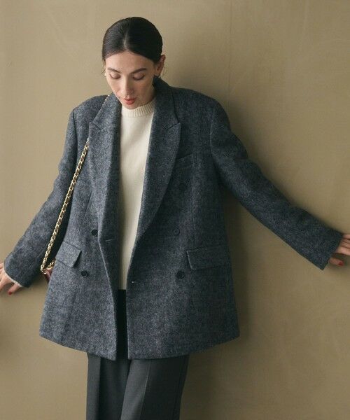 セール】 毛ブレンド ヘリンボーン ジャケットコート （テーラード