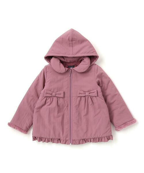 セール】 【撥水加工】ヴィンテージタフタ裏ファー裾フリルフード