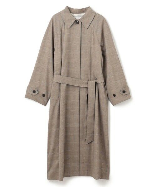 セール】 MER / グレンチェックコート （ステンカラーコート）｜BEIGE