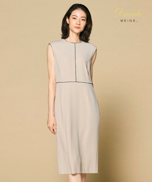 CINDY / クルーネックドレス （ロング・マキシ丈ワンピース）｜BEIGE
