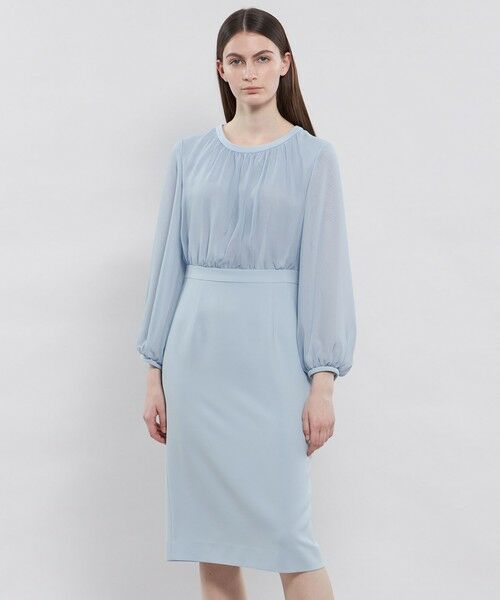 セール】 コンパクトダブルクロス シフォンコンビドレス （ロング