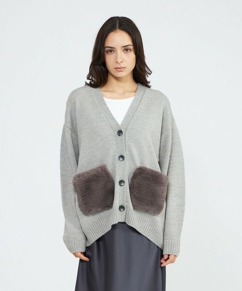セール】 【EPOCA STORIA】エコファーポケットカーディガン