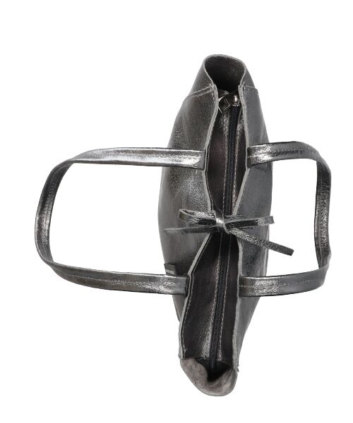 ANDREA CARDONE】メタリックレザーミディアムトートバッグ （トート