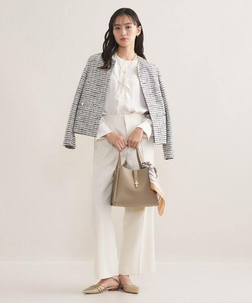 セレモニー／洗える】ミックスツイードライトジャケット （ノーカラー