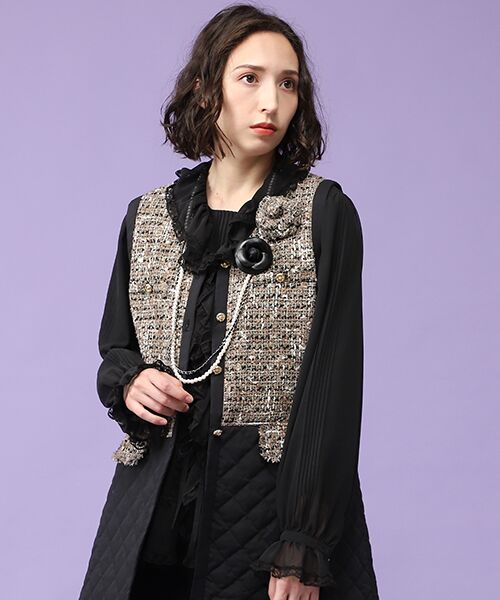 セール】 【OUTLET】ツイードカメリアコサージュ （ブローチ