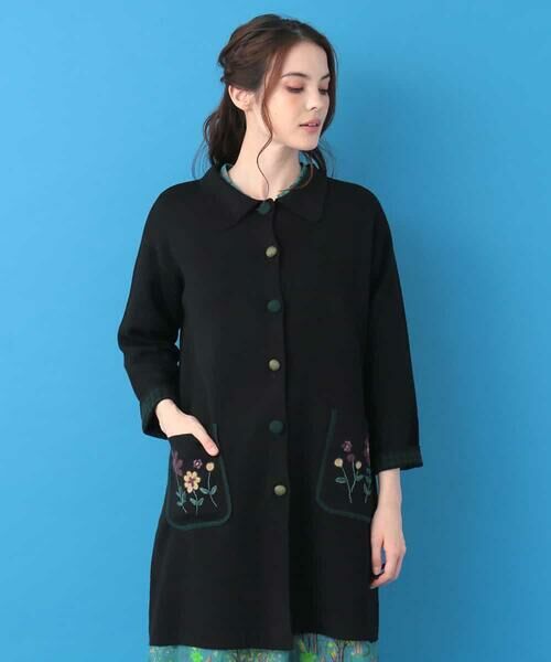 セール】 Wフェイスニードル刺繍ロングカーディガン （カーディガン