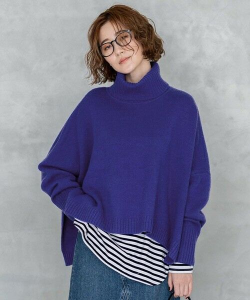 セール】 【洗える】ウールカシミヤ ニットポンチョ （ニット