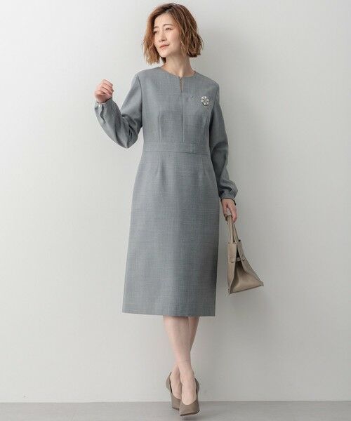 セール】 【洗える】ウールミックスジョーゼット ワンピース （ロング