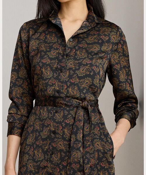 セール】 ペイズリー シャルムーズ シャツドレス （ミニ丈・ひざ丈