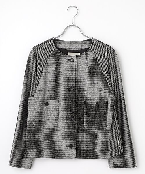 セール】 ウールフランネルストレッチ ノーカラージャケット （ノー