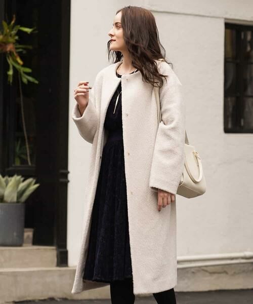 セール】 ウールパイルノーカラーコート （その他アウター）｜MICHEL