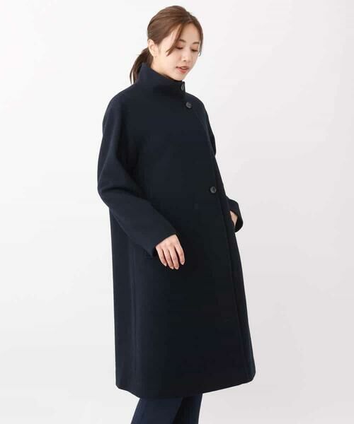 セール】 ウールナイロンモッサ スタンドカラーロングコート （その他
