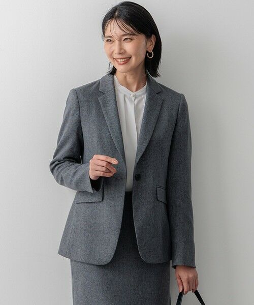セール】 【洗える】ウールライクカルゼ テーラードジャケット